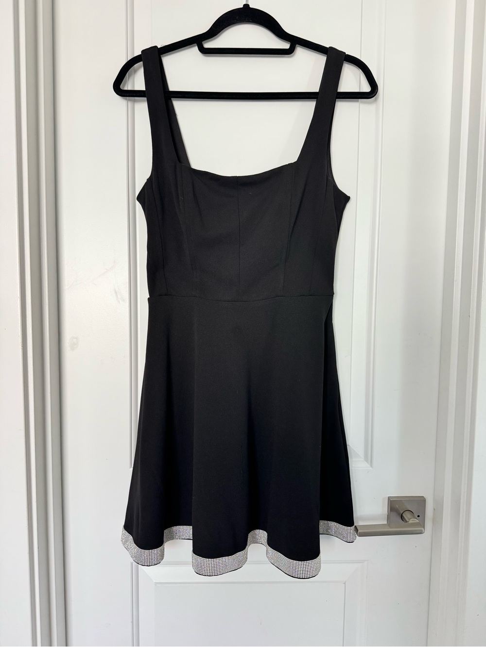 Speechless Black Mini Dress with Rhinestone Hem